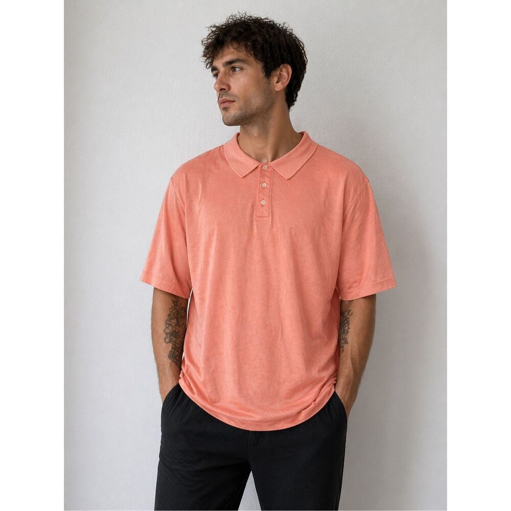 Brooks Brothers Polo Shirt Men’s XXL Salmon Pink Cotton Classic Fit See Notes